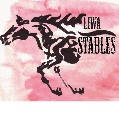 Light pink logo with the title 'Liwa Stables'