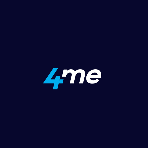 Neon blue safari logo with the title '4me'