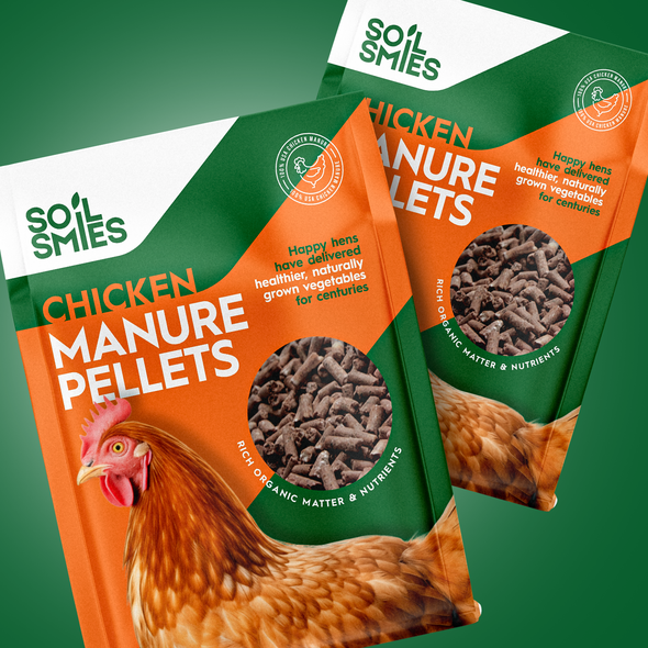 Packaging with the title 'Packaging Design for Chicken Manure Pellets'