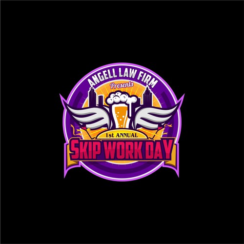 Pen tool logo with the title 'The Angell Law Firm presents 1st Annual Skip Work Day'