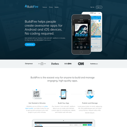 Responsive design with the title 'BuildFire'