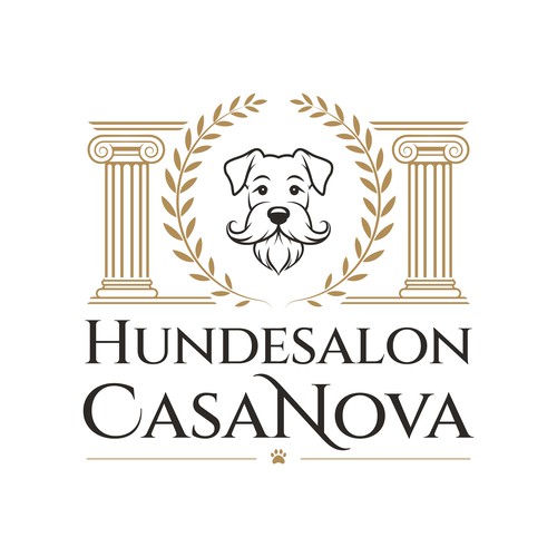 Dog grooming logo with the title 'Hundesalon Casanova | Luxury Roman-Inspired Dog Salon Logo'