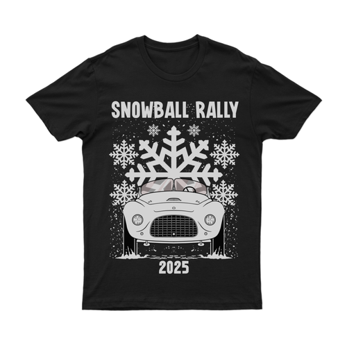 Snowflake design with the title 'Snowball Rally 2025'
