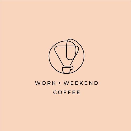 Line art logo with the title 'Work + Weekend Coffee'