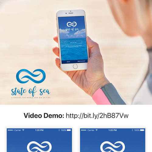 Origami design with the title 'App Design for Ocean Conservation/Recycling Community'