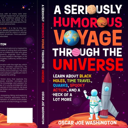 Universe design with the title 'Design an exciting cover, front and back, for a book about the Universe'