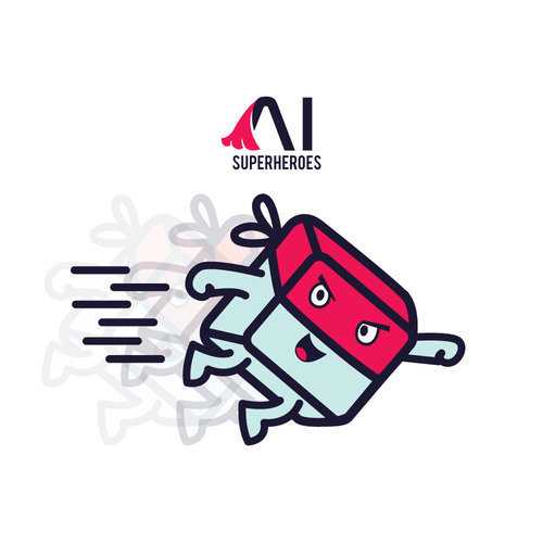 Cartoon design with the title 'We need a powerful, playful brand for our AI Development and Training agency'