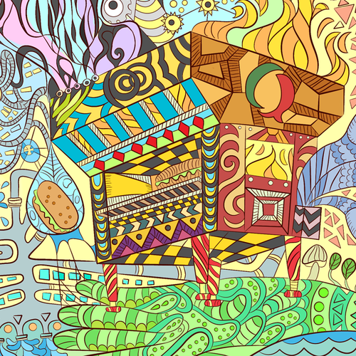 Doodle artwork with the title 'Doodle poster for a restaurant'