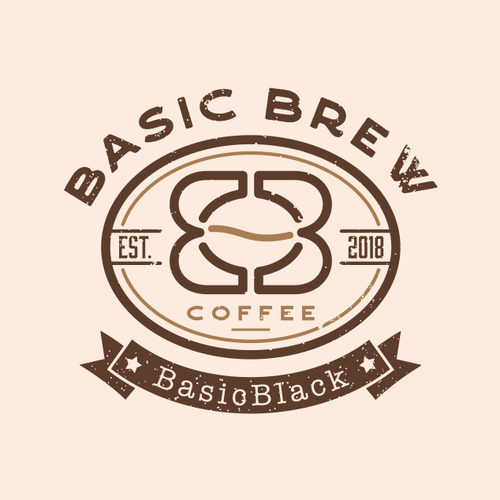 Coffee shop brand with the title 'Vintage Logo Basic Brew'