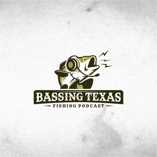 Fishing logo with the title 'Logo for Bassing Texas Fishing Podcast.'