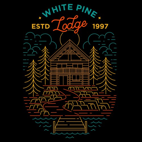 Travel t-shirt with the title 'WHITE PINE LODGE'
