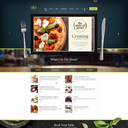 Restaurant website with the title 'Website Design for an Italian Restaurant'