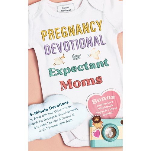 Baby book cover with the title 'Pregnancy Devotional Book Cover'