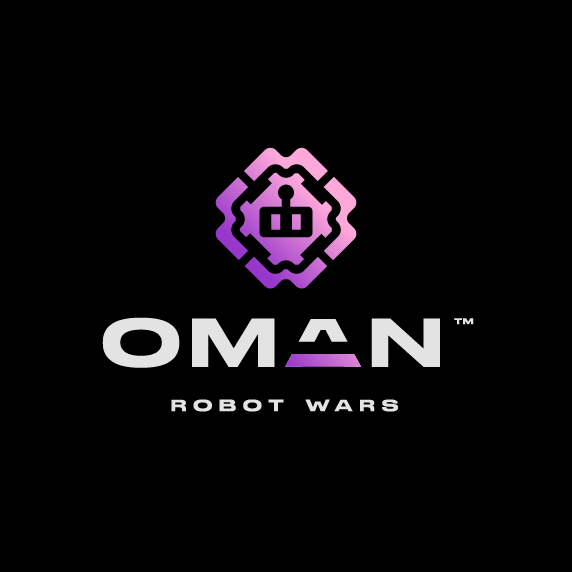 Gradient logo with the title 'Oman - Robot Wars'