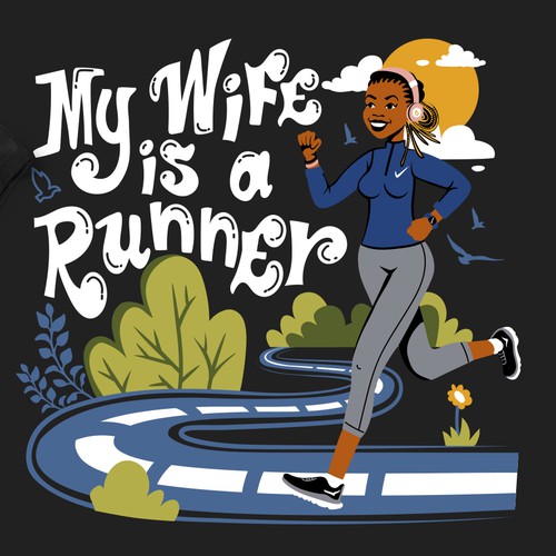 Black t-shirt with the title 'My Wife is a Runner⭐️'