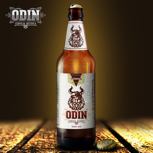 Craft beer label with the title 'Beer Label for Odin's Brewery'