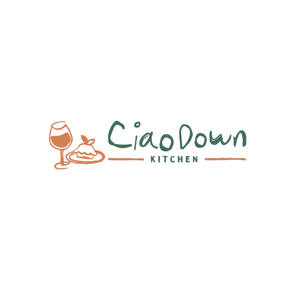 Typography logo with the title 'Luxury Restaurant Ciao Down Kitchen'