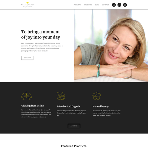 Beauty website with the title 'Ecommerce website design for organic skincare'