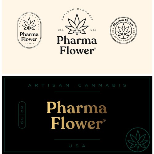 Hemp logo with the title 'Logo design for Pharma Flower brand'