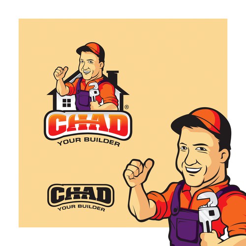 Home service logo with the title 'Handyman mascot logo'