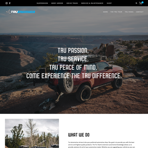 Rugged design with the title 'Rugged, Modern Squarespace Commerce Design for Colorado Automotive Shop Tru Automotive'