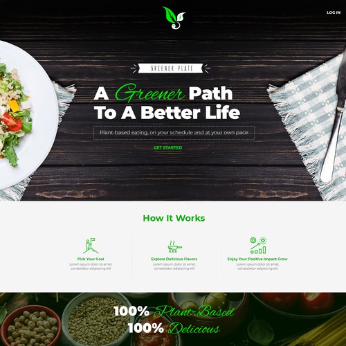 New design with the title 'Creative Healthy Recipes and Schedule Website Design'