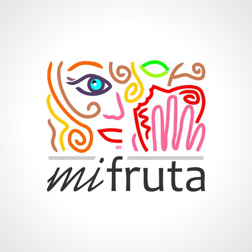 Blonde logo with the title 'Create a logo for a healthy fast food called "Mi Fruta" | MascotNeeded'