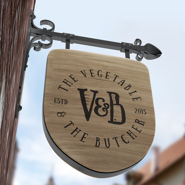 Cleaver design with the title 'Vegetable and Butcher Logo'