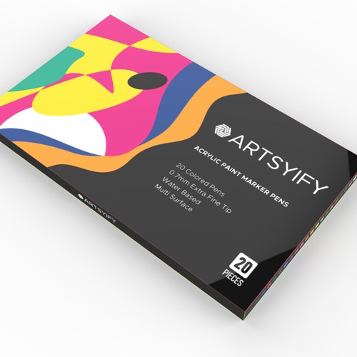 Painted packaging with the title 'Acrylic Paint Marker Pens Packaging'