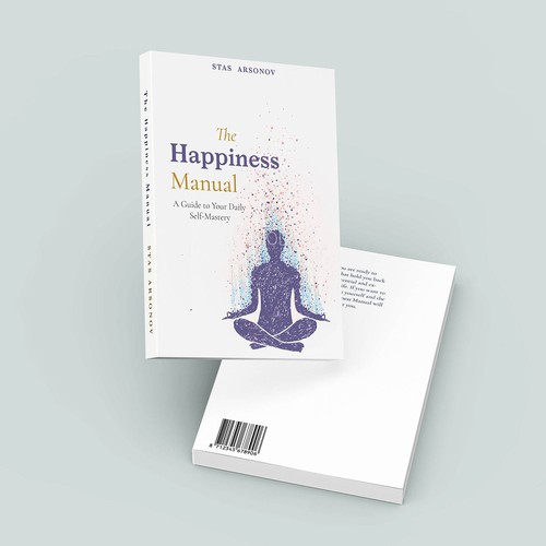 Yoga book cover with the title 'Book cover for 'The Happiness Manual' '