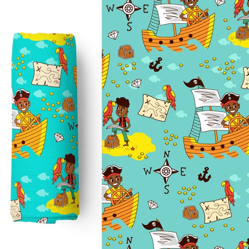 Textile design with the title 'Pattern for African American Boys'