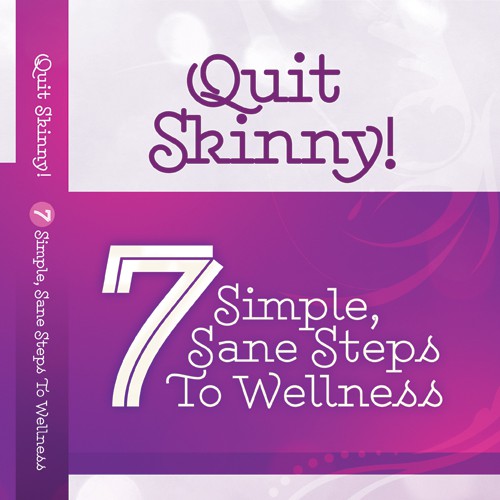 Purple book cover with the title 'Design the cover of a book about 7 simple steps to wellness'