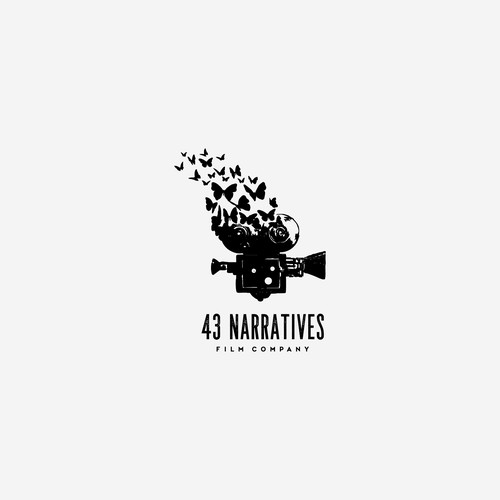 Vintage camera logo with the title 'bold logo for 43 Narratives'