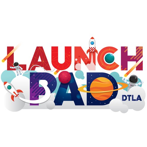 Mural artwork with the title 'launchPAD'