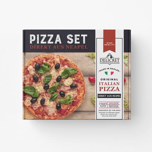 Pizza packaging with the title 'Pizza set'