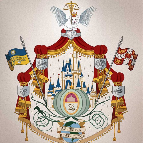 Coat of arms logo with the title 'Create a Coat of Arm for Royal Fairy Tale Wedding'