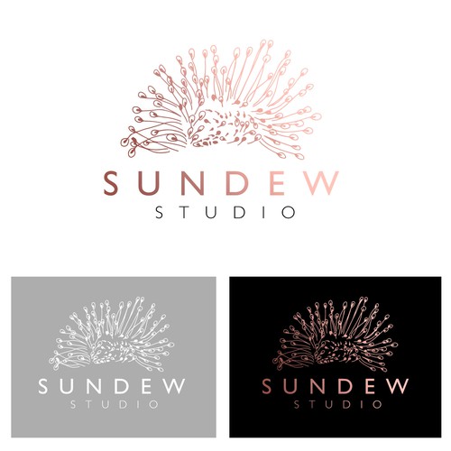Rose gold logo with the title 'sundew logo'