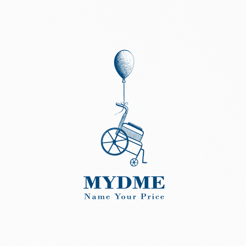 Online store brand with the title 'Fun hand drawn style logo for MYDME'