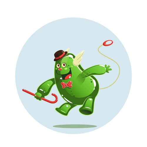 Balloon design with the title 'The Green Baloon Monster'