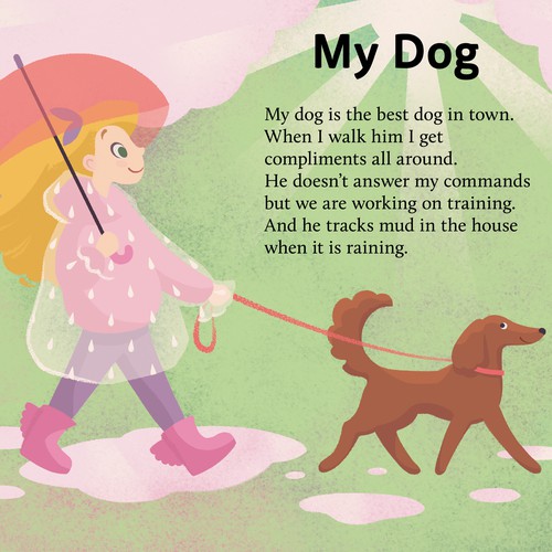 Pastel artwork with the title '8x10+1 Eight poems by a 10 year old plus one extra'