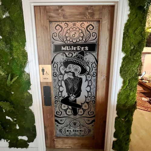 Restaurant artwork with the title 'Mexican Style Art Illustration for Restroom Door'