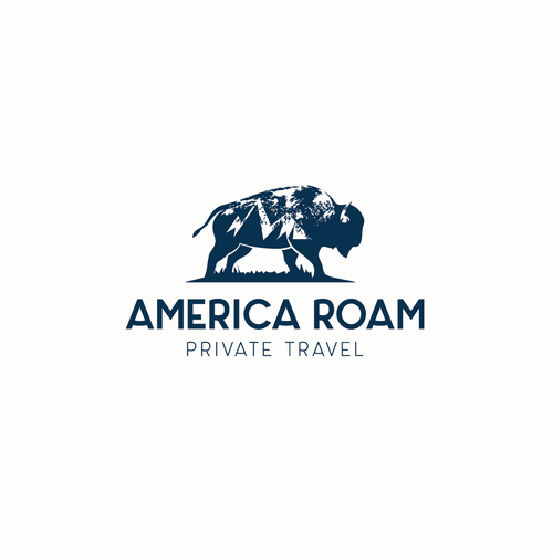 Mountain logo with the title 'Logo for Startup travel company (AMERICA ROAM).'