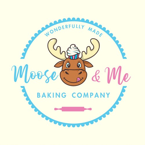 Cupcake design with the title 'Logo Moose & Me Baking Company'