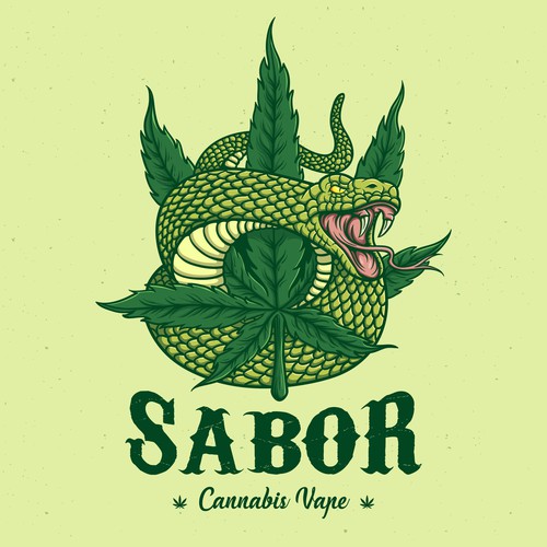 Vape logo with the title 'Snake and Marijuana'