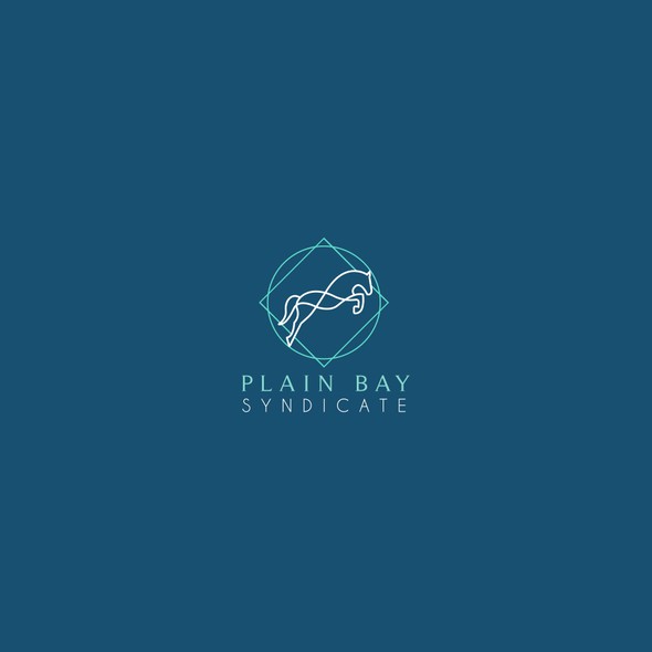Race horse  logo with the title 'Plain Bay Syndicate'