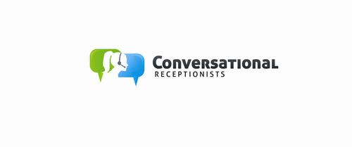 Communication logo with the title 'Friendly Receptionists | Conversational.com - Logo Design - Good Luck!'