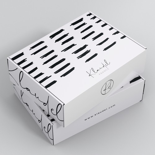 Gift box design with the title 'Creates a modern design for our French designer clothing packaging'