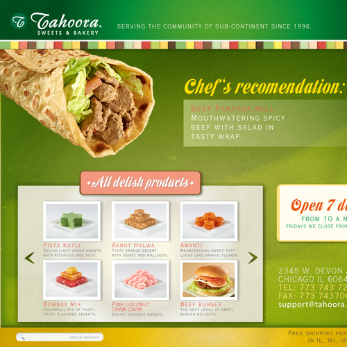 Bakery website with the title 'Delicious website for Indian Sweets and Bakery Shop'