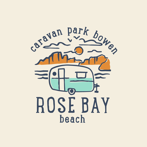 Van design with the title 'Rose Bay Beach Caravan Park Bowen'