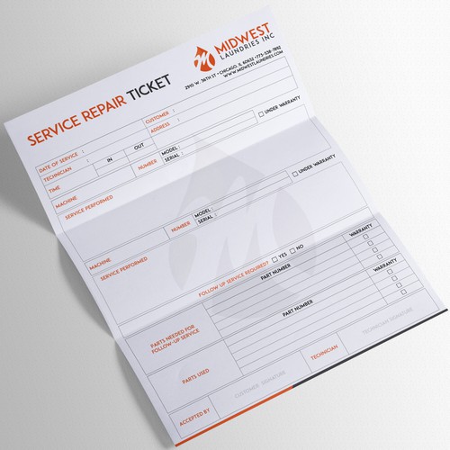 Ticket design with the title 'Service Repair Ticket'